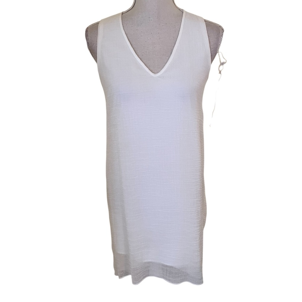 Helmut Lang White Textured  Sleeveless Shift Dress P(XSP)